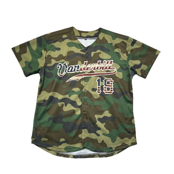 Vanderbilt Men's Camouflage American Flag Embroidered Baseball Jersey - Picture 1 of 9